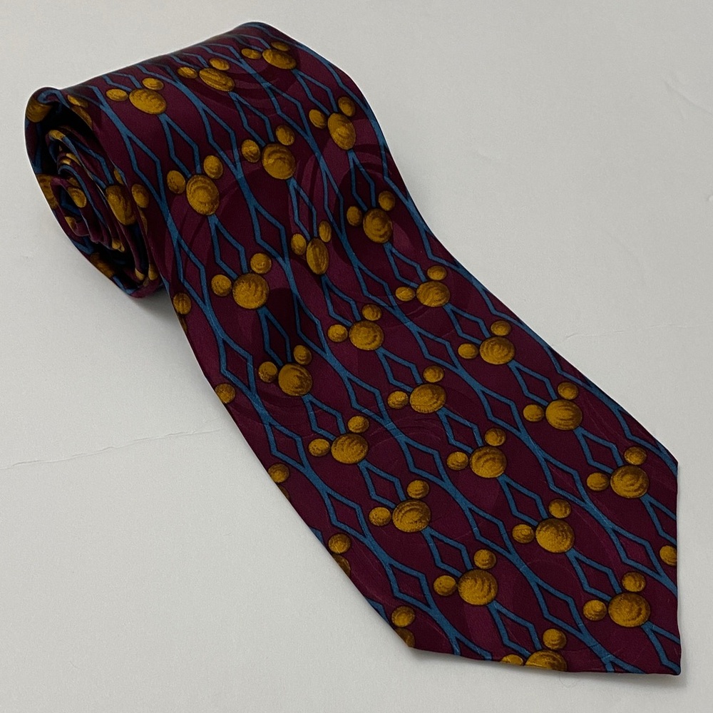 Walt Disney World Elegant Burgundy and Gold Patterned Tie - Picture 7 of 7